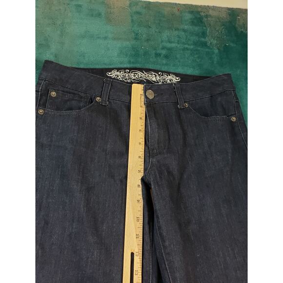 Express Jeans Sz 4 Womens Blue Stretch Pants Ladies Mid Rise Denim Bootcut Dark - Picture 8 of 14